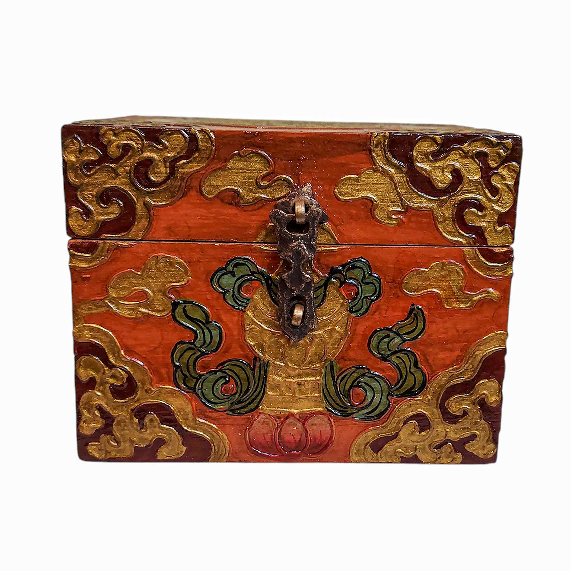 Buddhist Wooden Box, Tibetan Style <span Style=