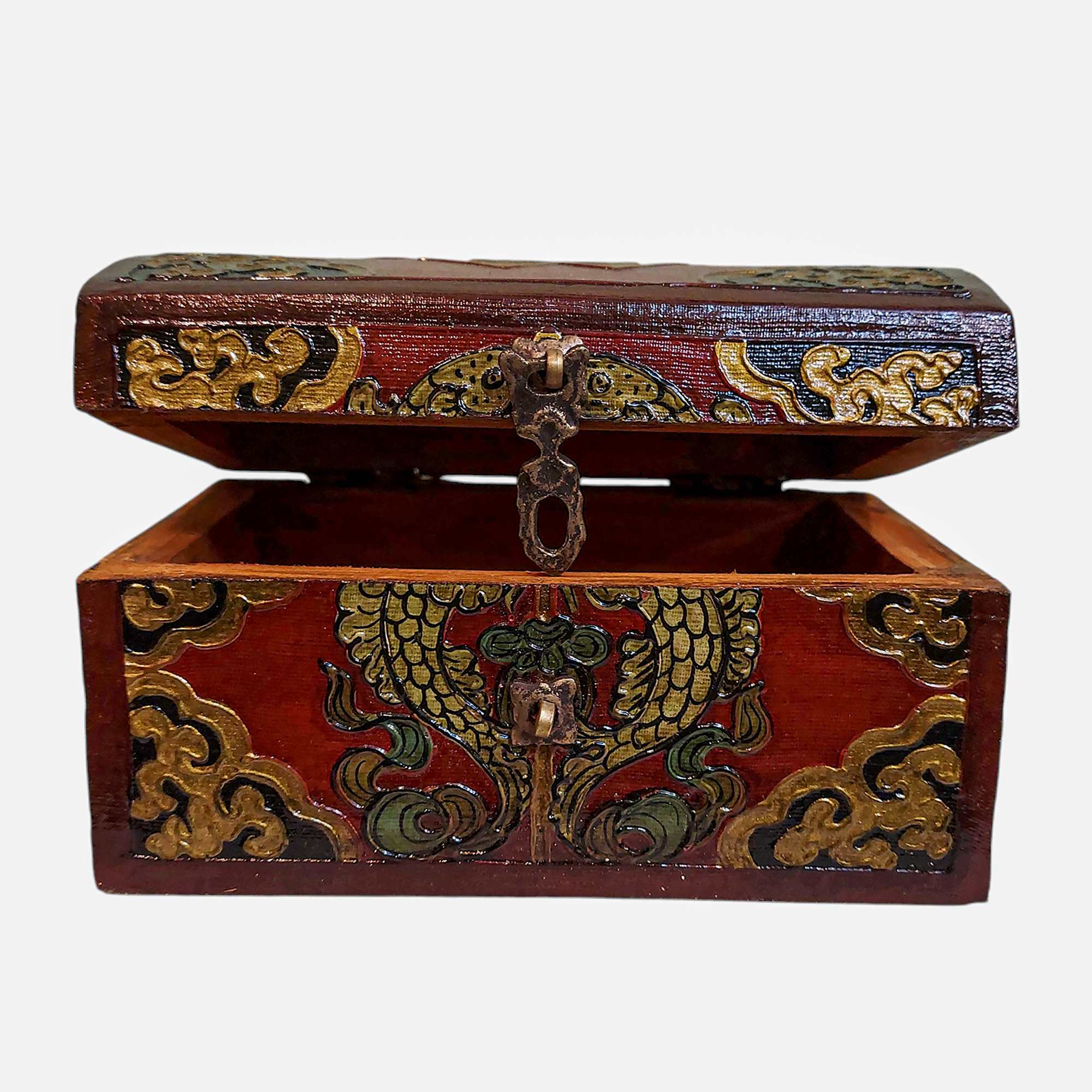 Buddhist Wooden Box, Tibetan Style <span Style=