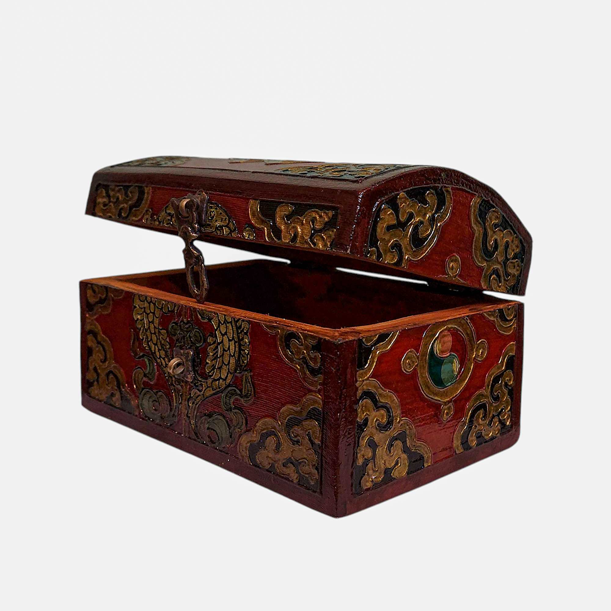 Buddhist Wooden Box, Tibetan Style <span Style=