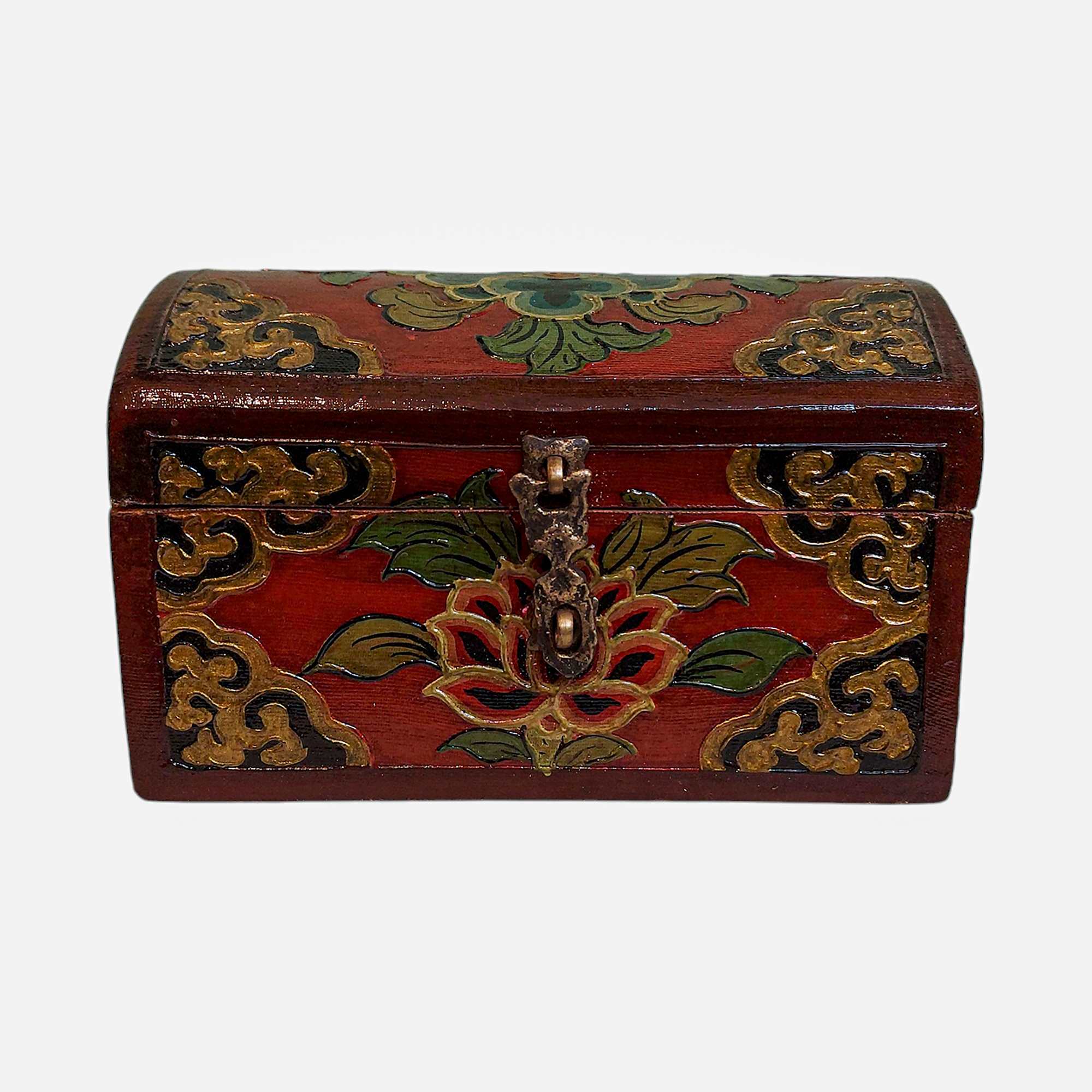 Buddhist Wooden Box, Tibetan Style <span Style=