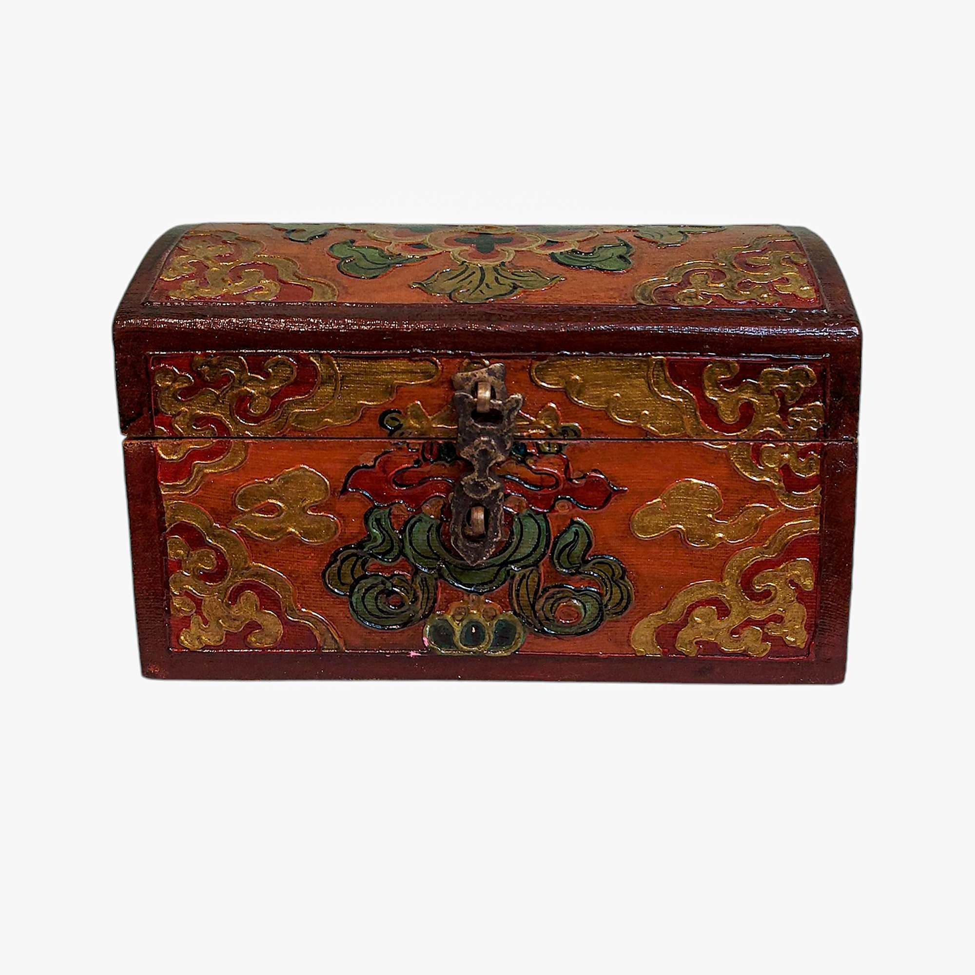 Buddhist Wooden Box, Tibetan Style <span Style=