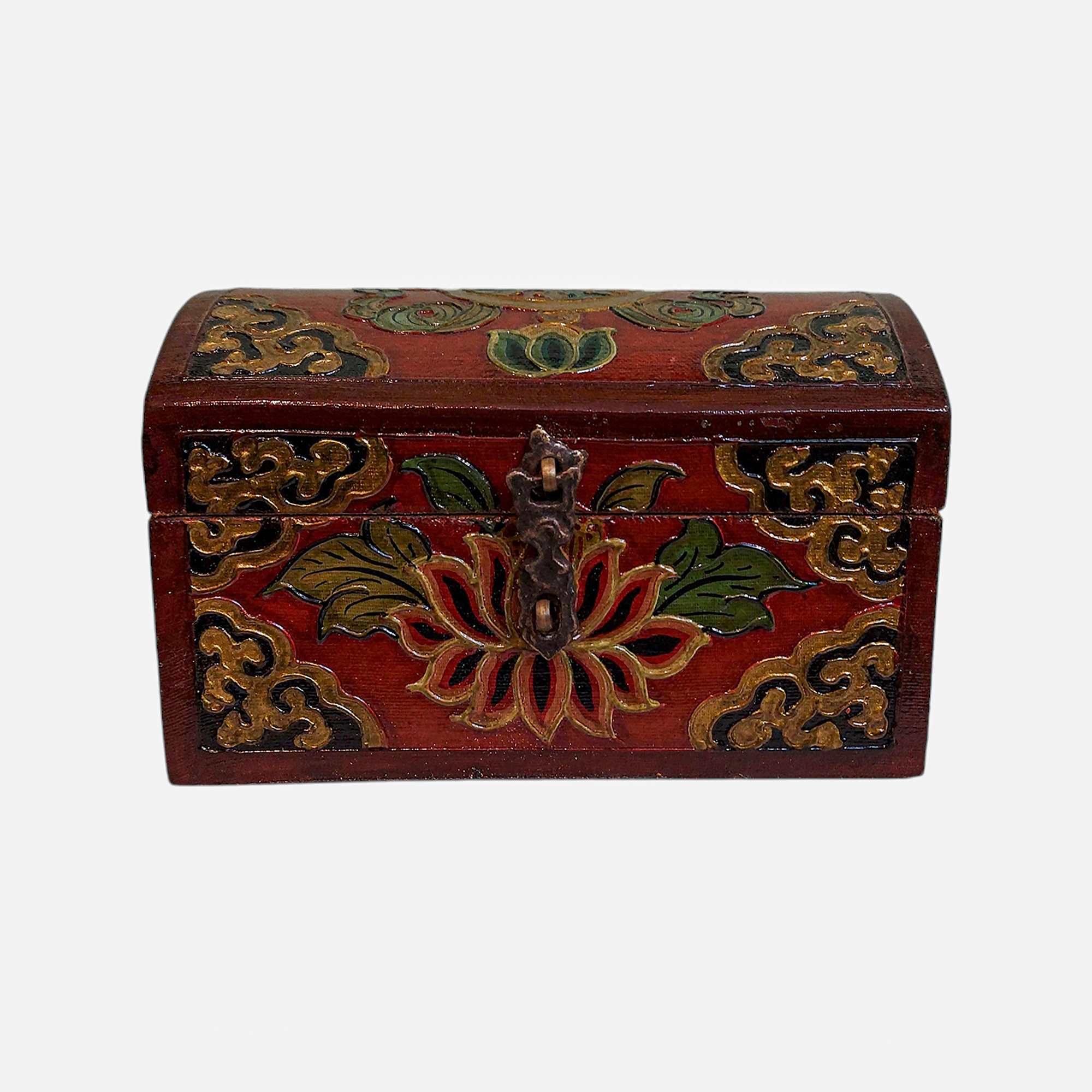 Buddhist Wooden Box, Tibetan Style <span Style=