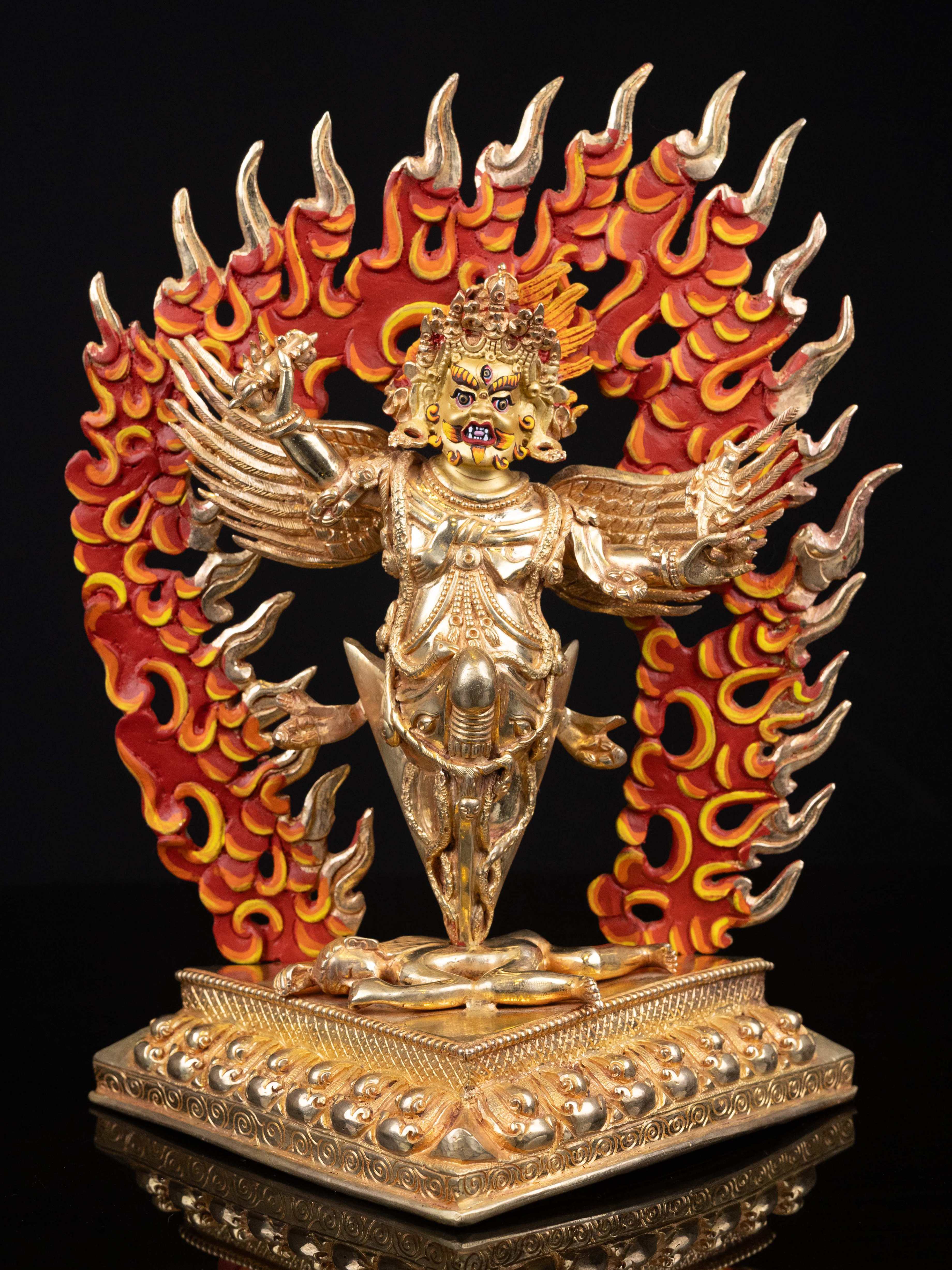 garuda, Buddhist Handmade Statue, full Gold Plated, face Painted And high Quality