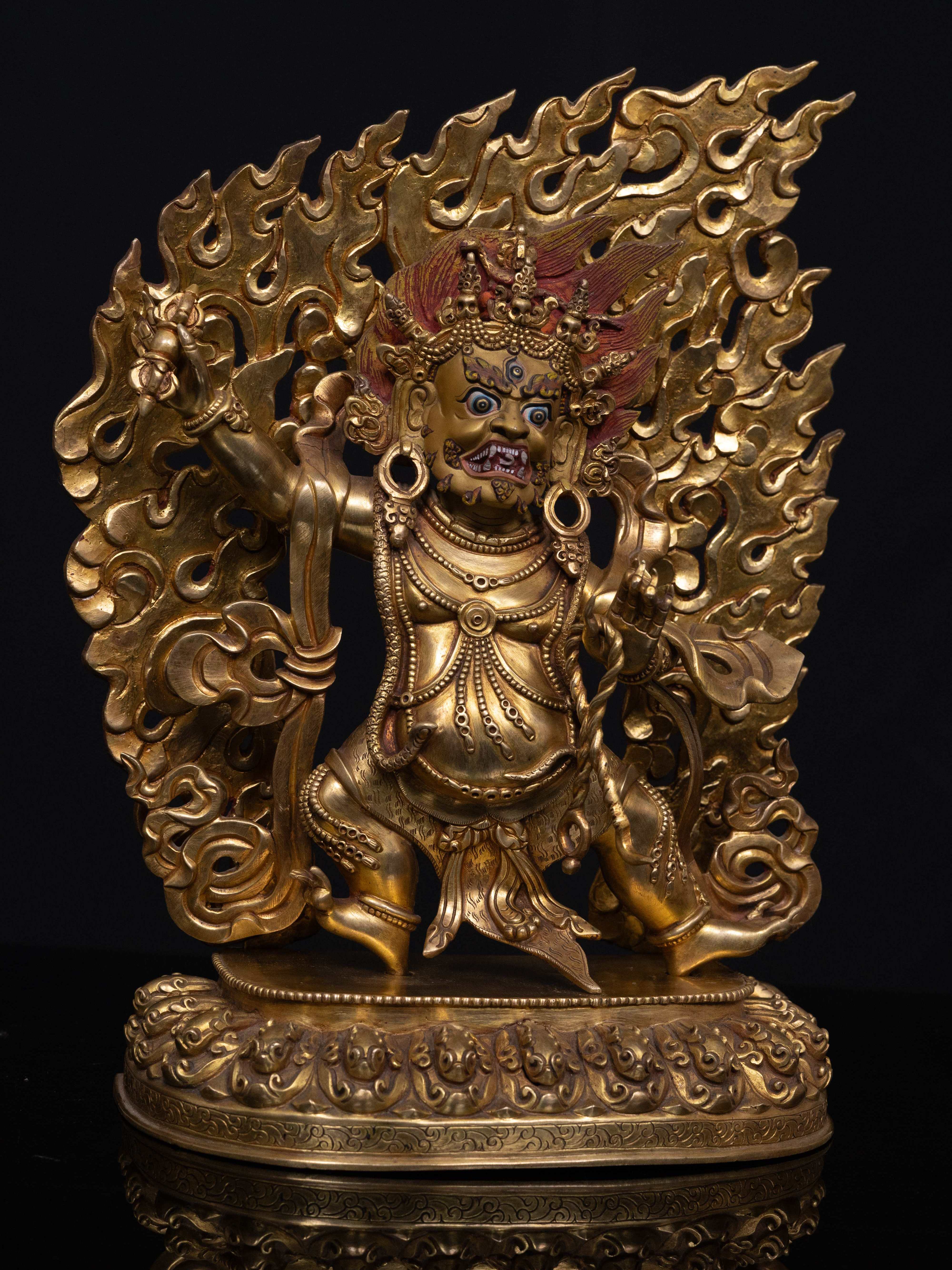 vajrapani, Buddhist Handmade Statue, full Gold Plated, face Painted And high Quality