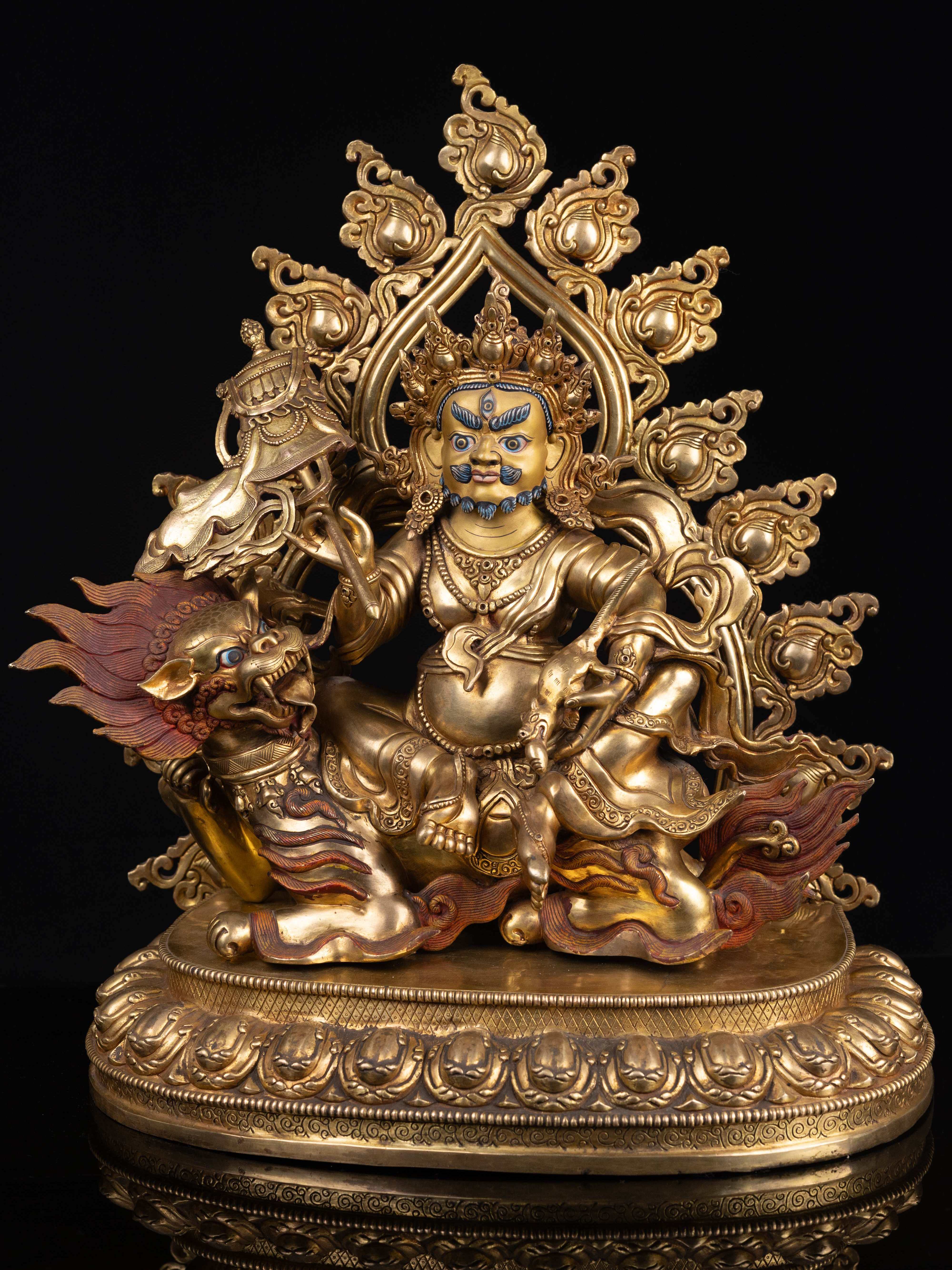 yellow Jambhala, Buddhist Handmade Statue, full Gold Plated, face Painted And high Quality