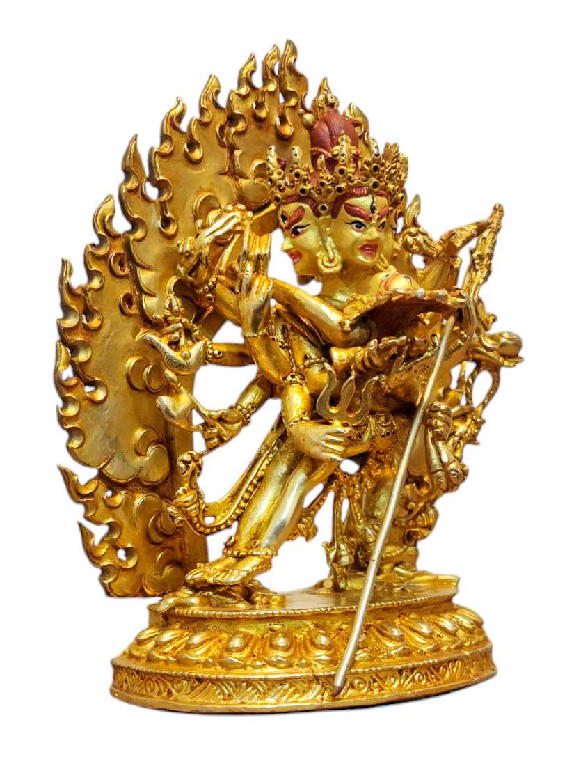 chakrasamvara, Buddhist Handmade Statue, full Gold Plated And face Painted