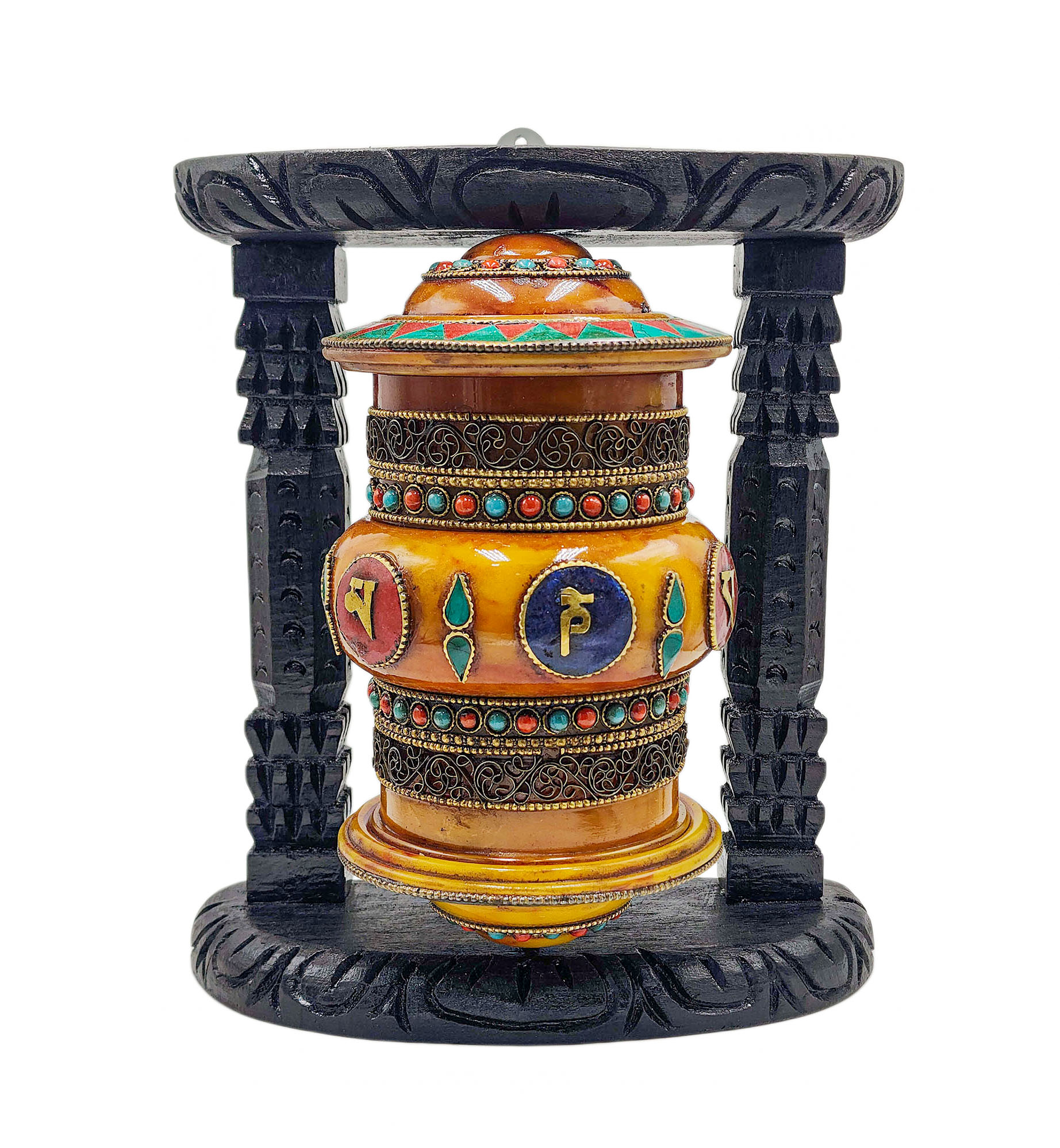 Buddhist Handmade Wall Prayer Wheel <span Style=