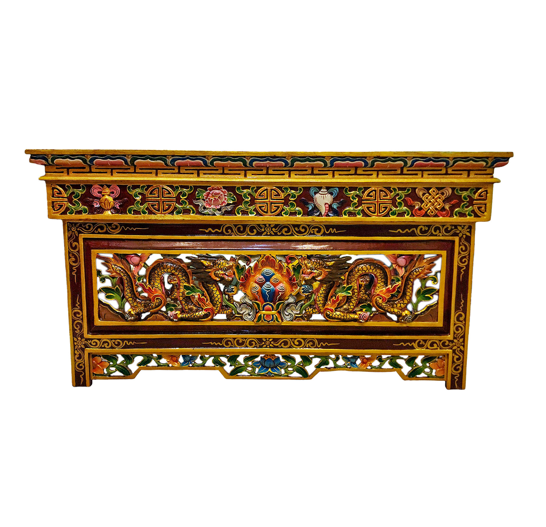 Tibetan Ritual Foldable Table, Traditional Color Painted