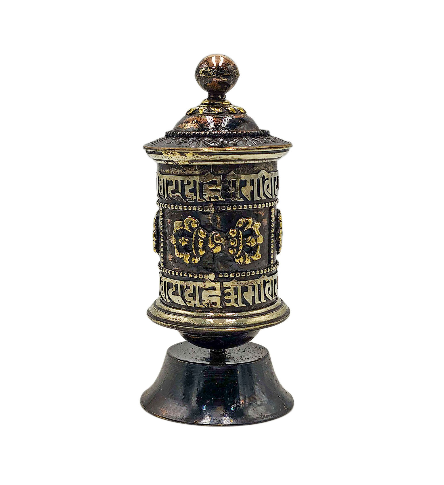 Buddhist Metal Prayer Wheel <span Style=