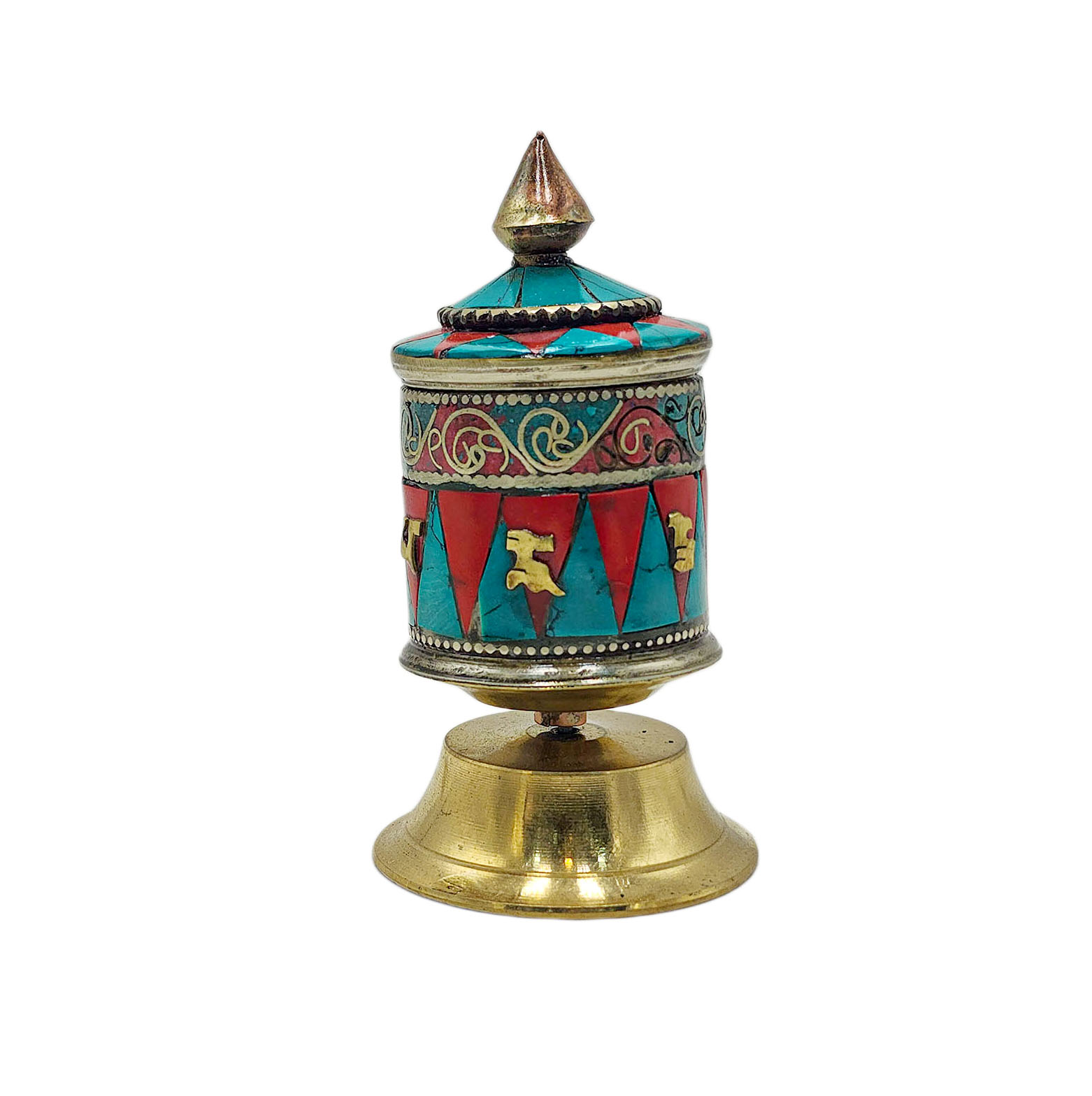 Buddhist Metal Prayer Wheel <span Style=