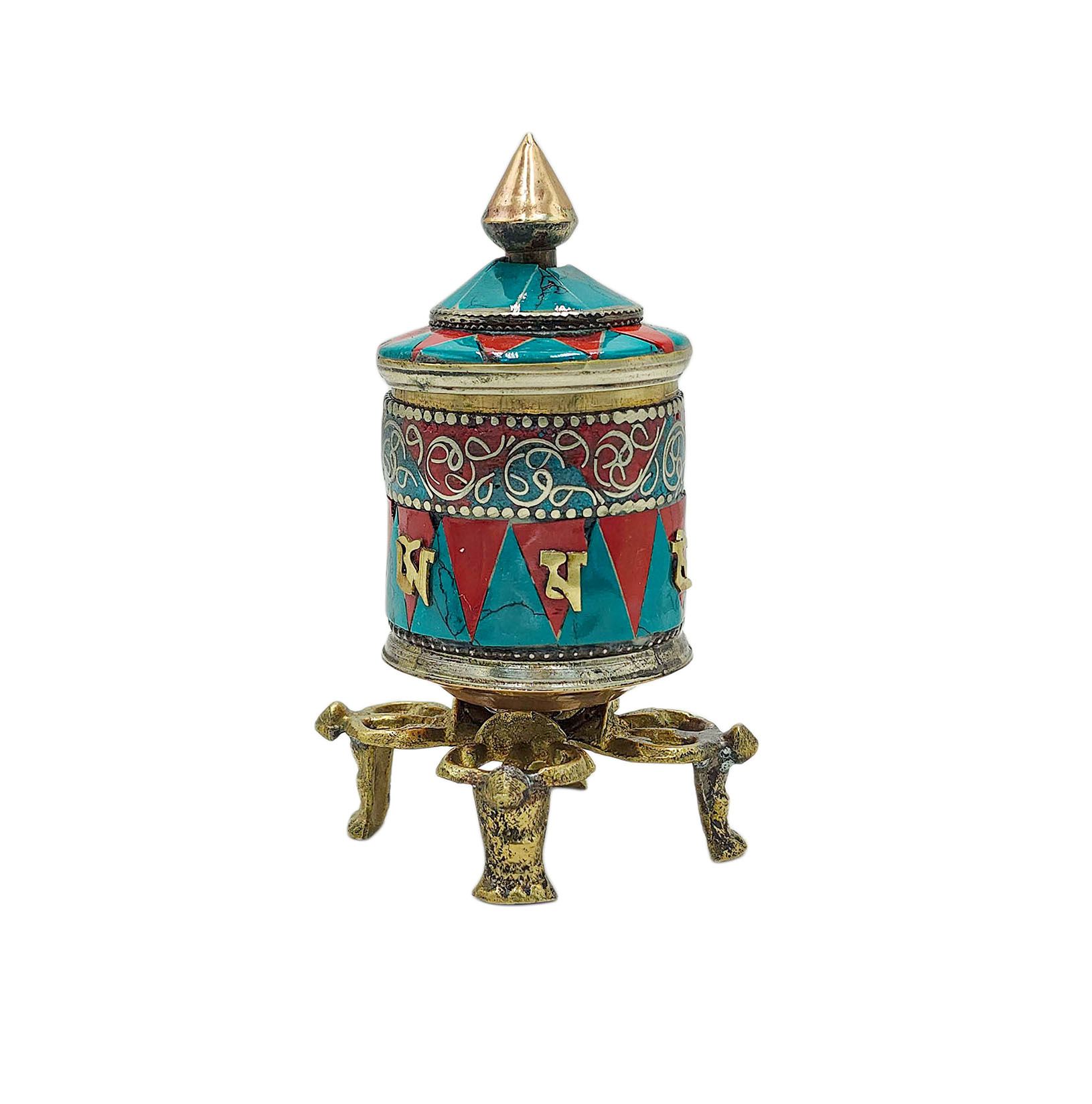 Buddhist Metal Prayer Wheel <span Style=