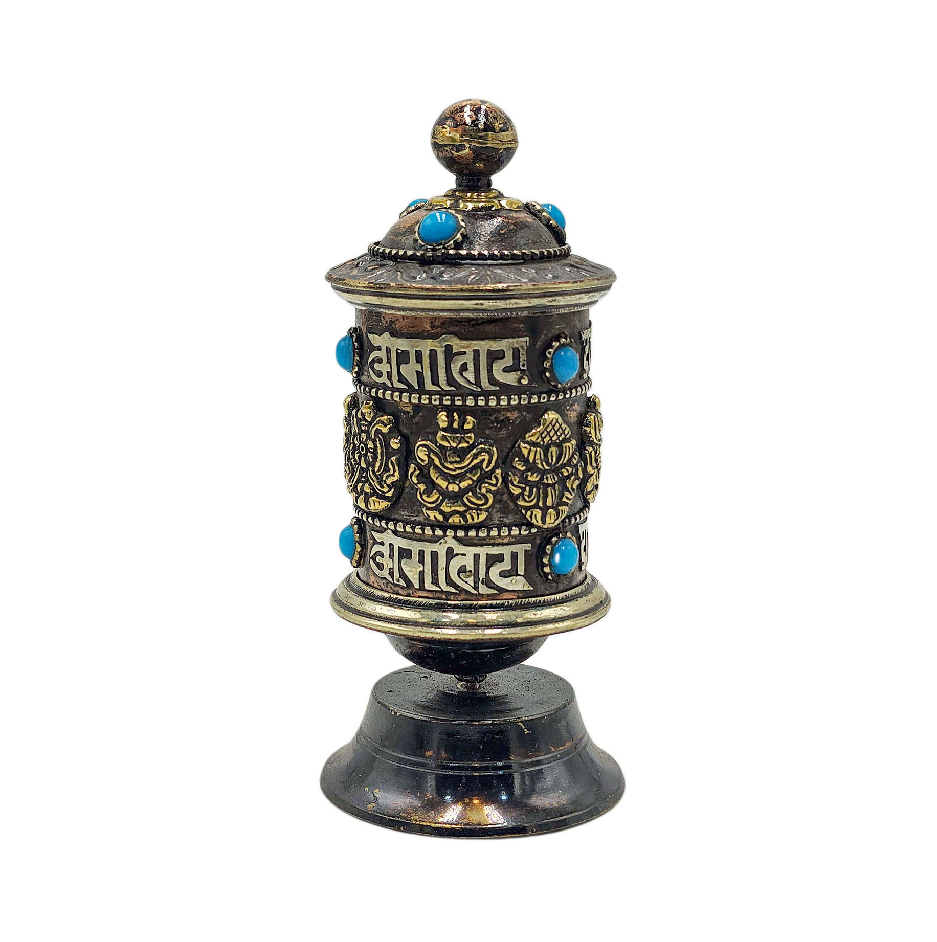 Buddhist Metal Prayer Wheel <span Style=
