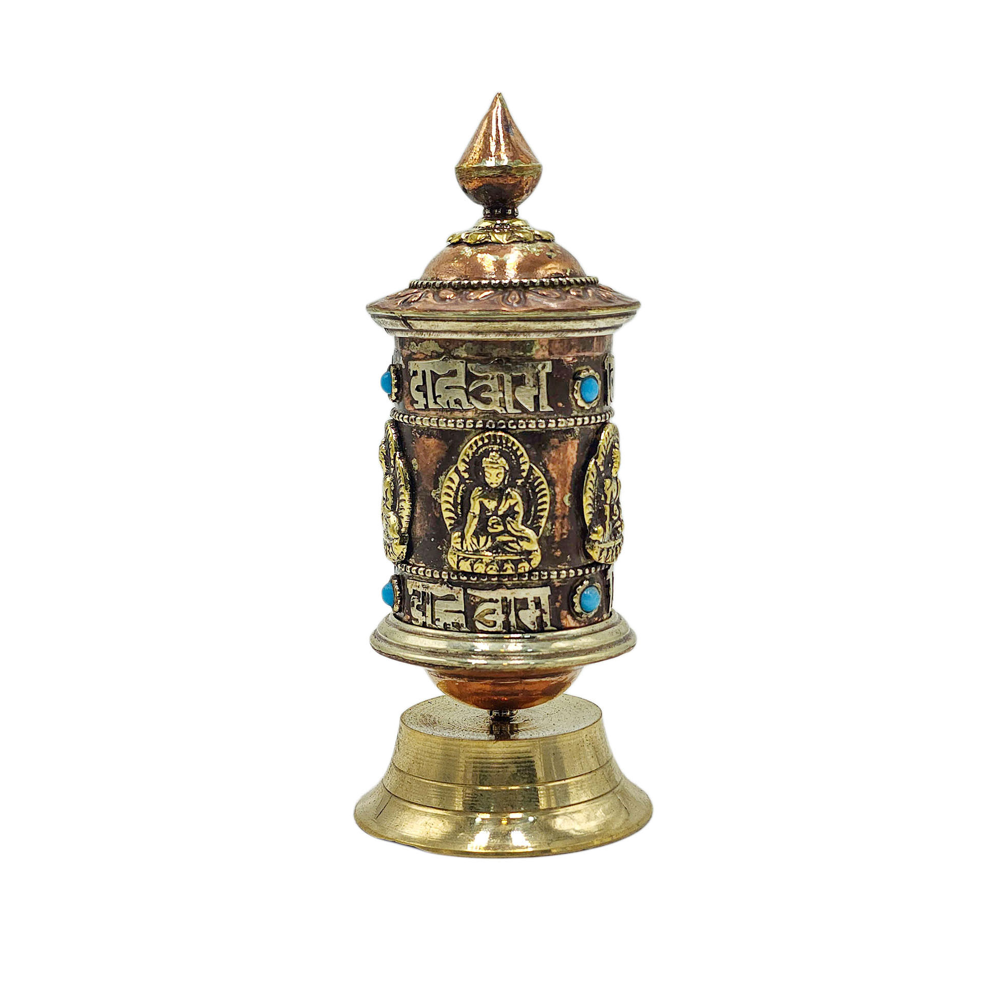 Buddhist Metal Prayer Wheel <span Style=