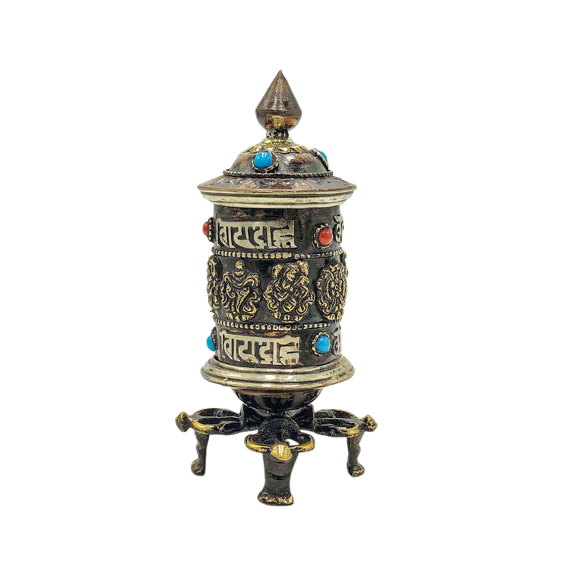Buddhist Metal Prayer Wheel <span Style=