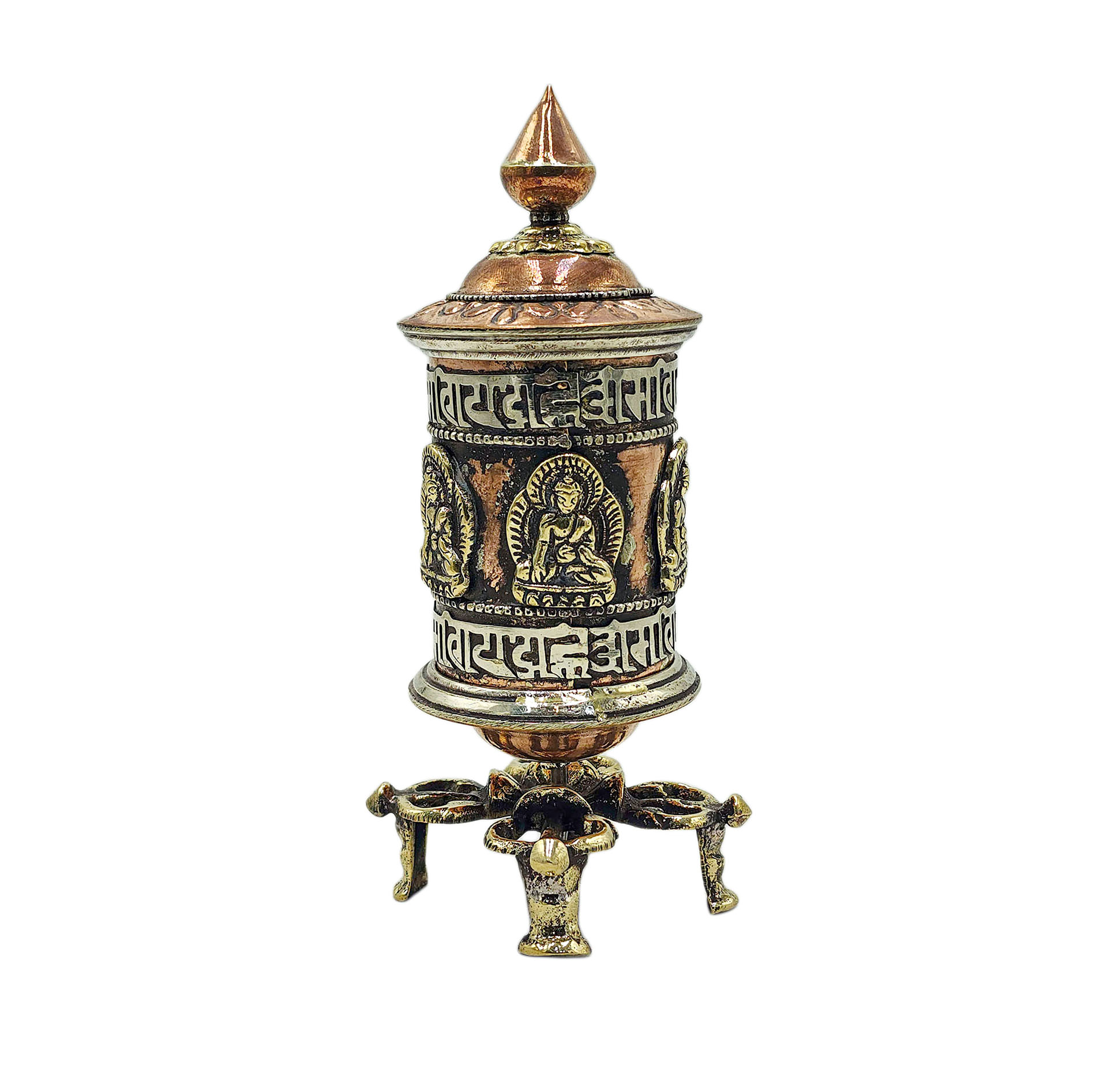 Buddhist Metal Prayer Wheel <span Style=