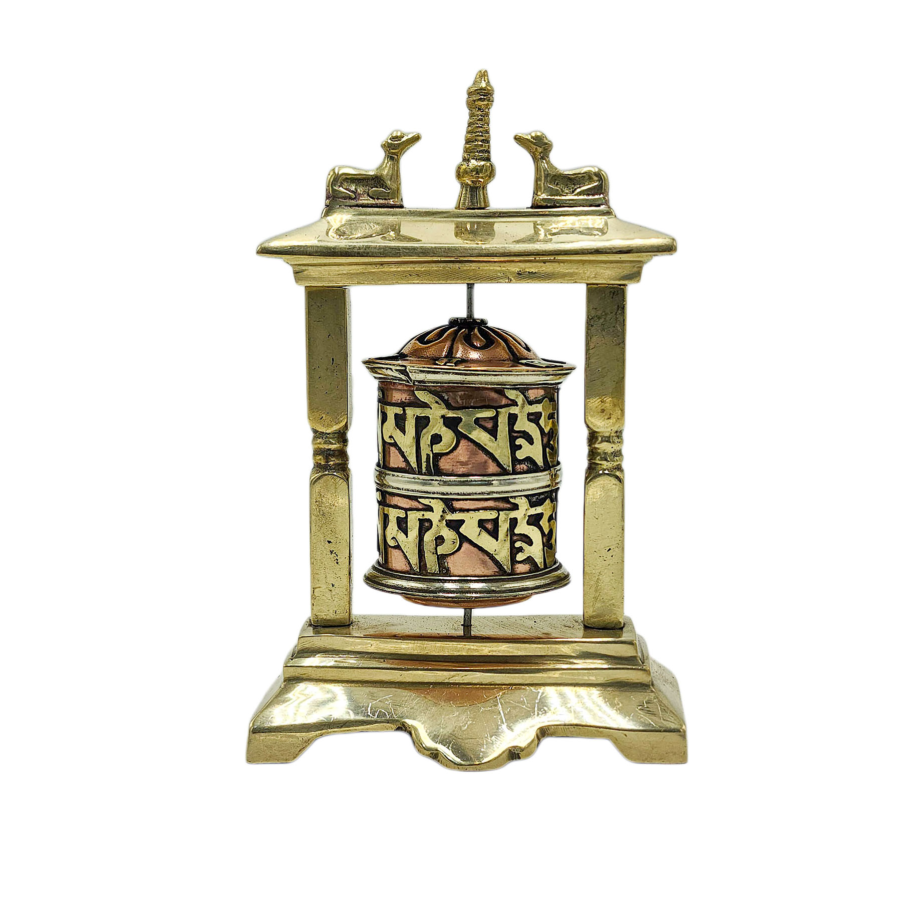 Buddhist Metal Prayer Wheel <span Style=