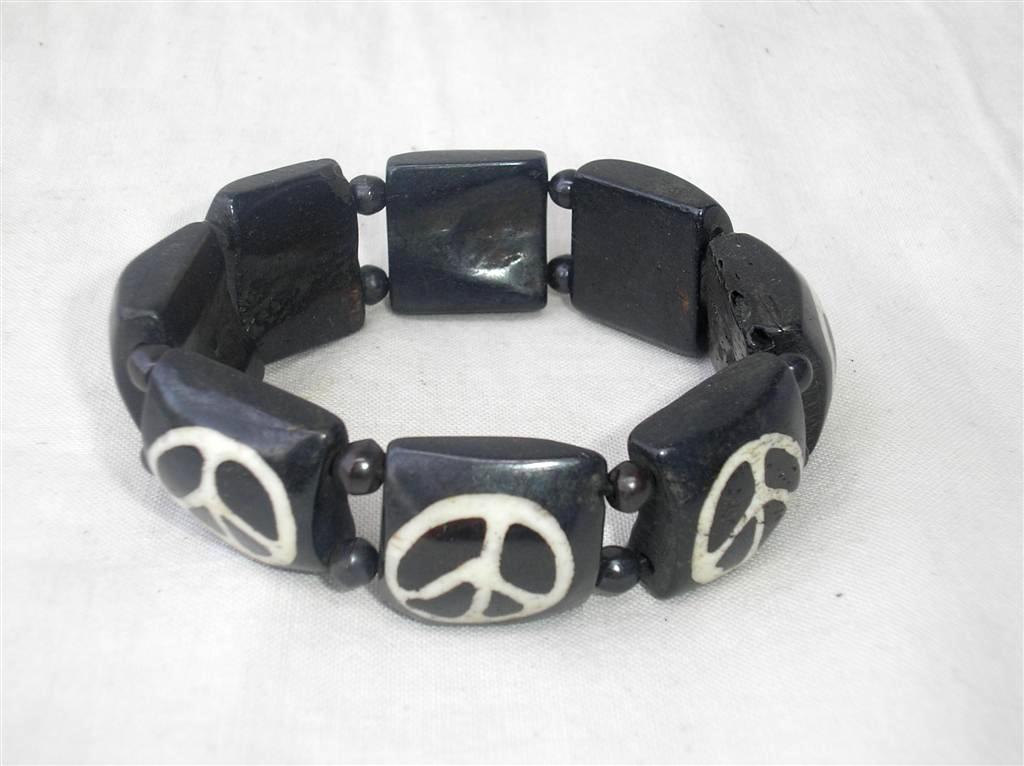 Peace Love Design Yak Bone Bracelet, Handmade In Nepal