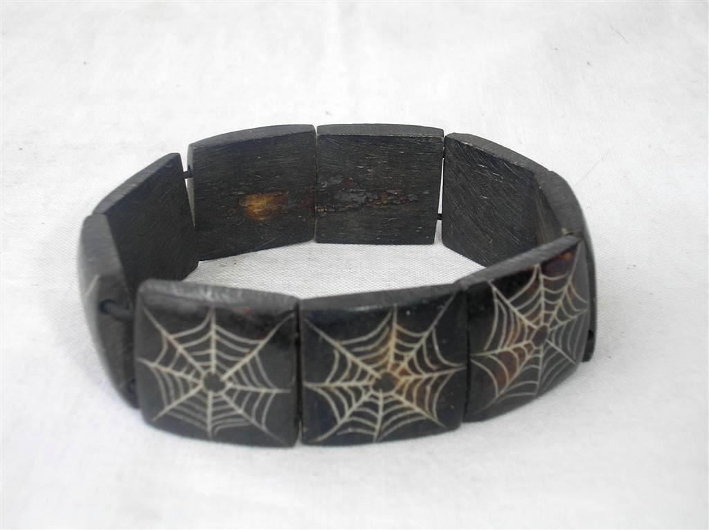 Spider Net Design Yak Bone Bracelet, Handmade In Nepal