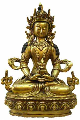 Aparimita, Buddhist Handmade Statue, Chepame, Amitayus, Full Gold Plated, <span Style=