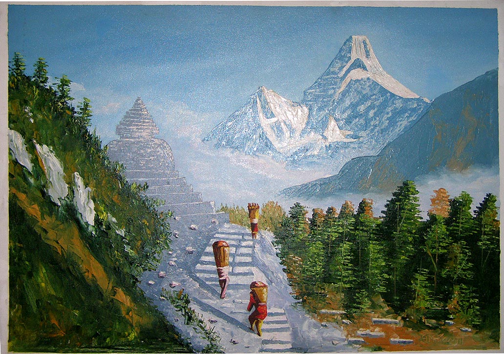 Everest Trek Oil Painting