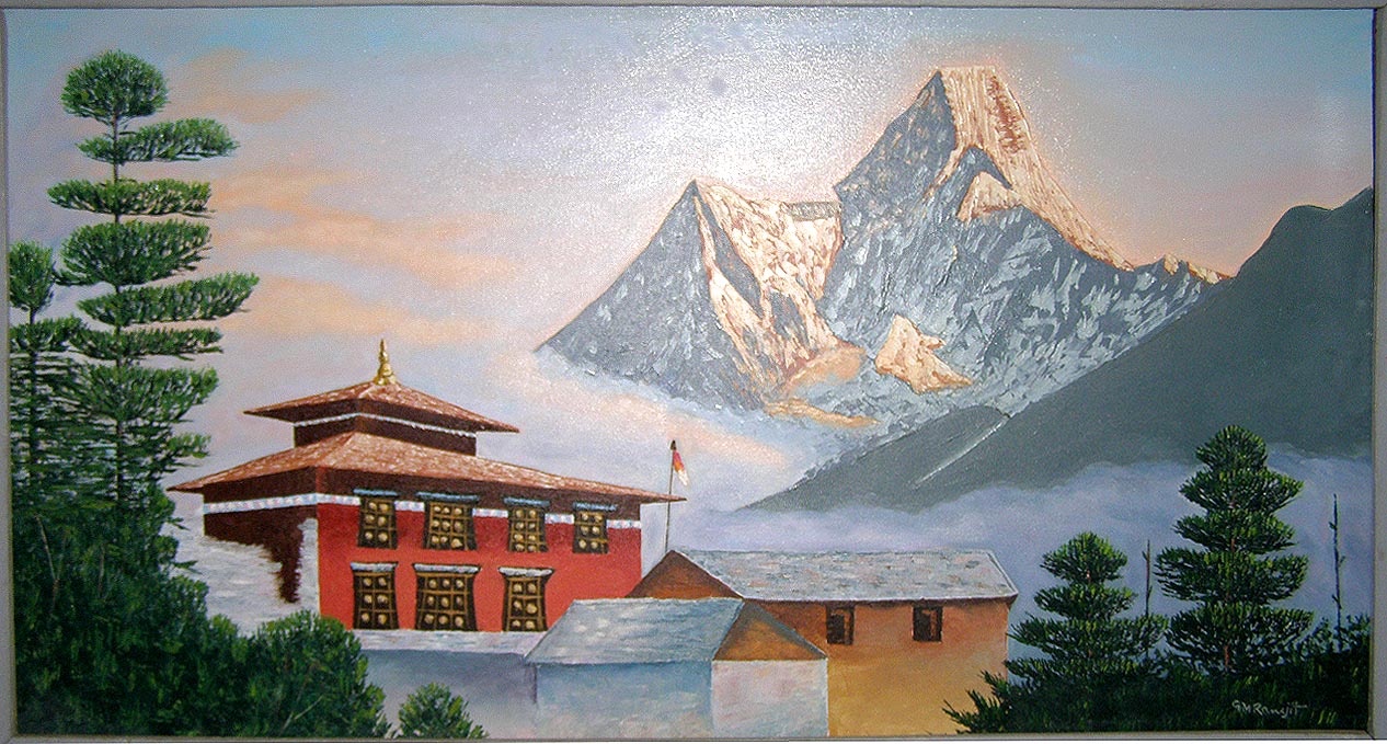 Buddhis Monastry Oil Painting