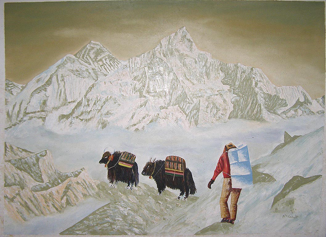 Mountain Trek Oil Painting