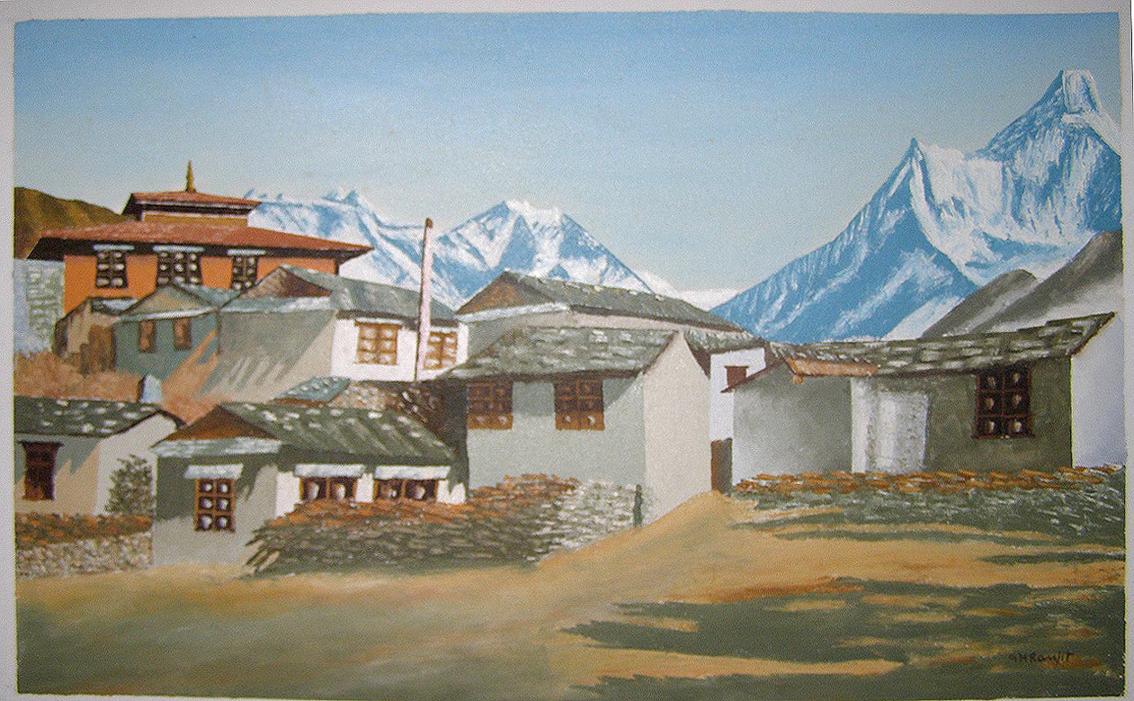 Nepali Village Oil Painting