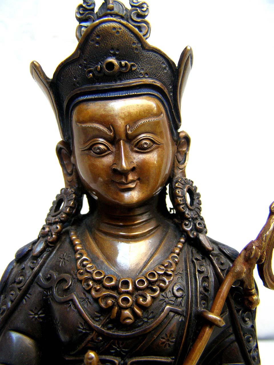 Padmasambhava, Buddhist Handmade Statue, Double Color Oxidation