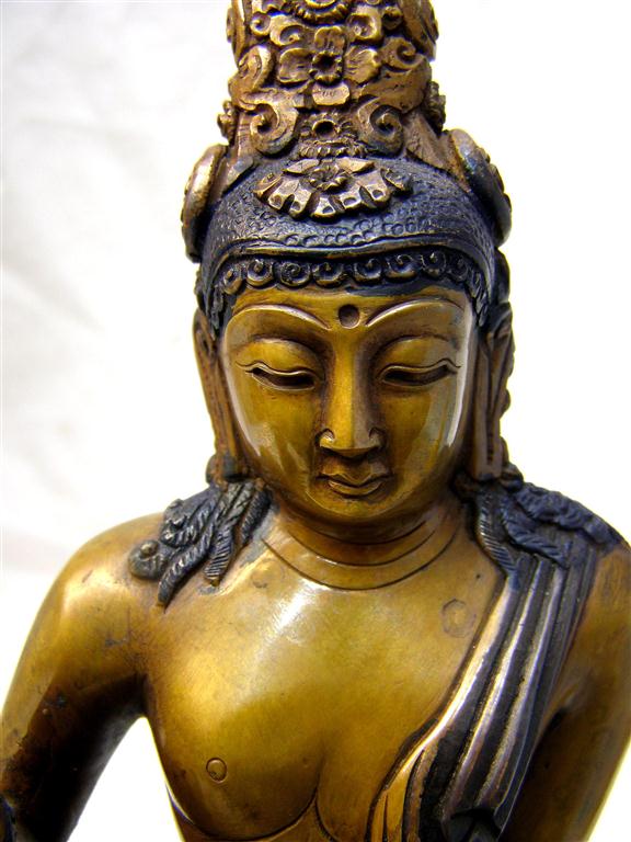 Bodhisattva Statue, double Color Oxidized, old Post, remakable