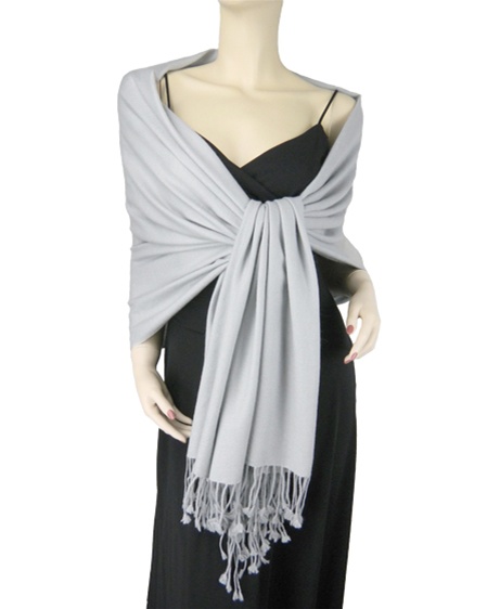 Silk Mix Pashmina, 70 Percent Pashmina, 30 Percent Silk, Old Style, Light Grey