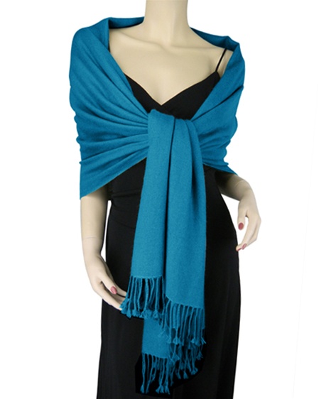 Silk Mix Pashmina, 70 Percent Pashmina, 30 Percent Silk, Old Style, Moroccan Blue