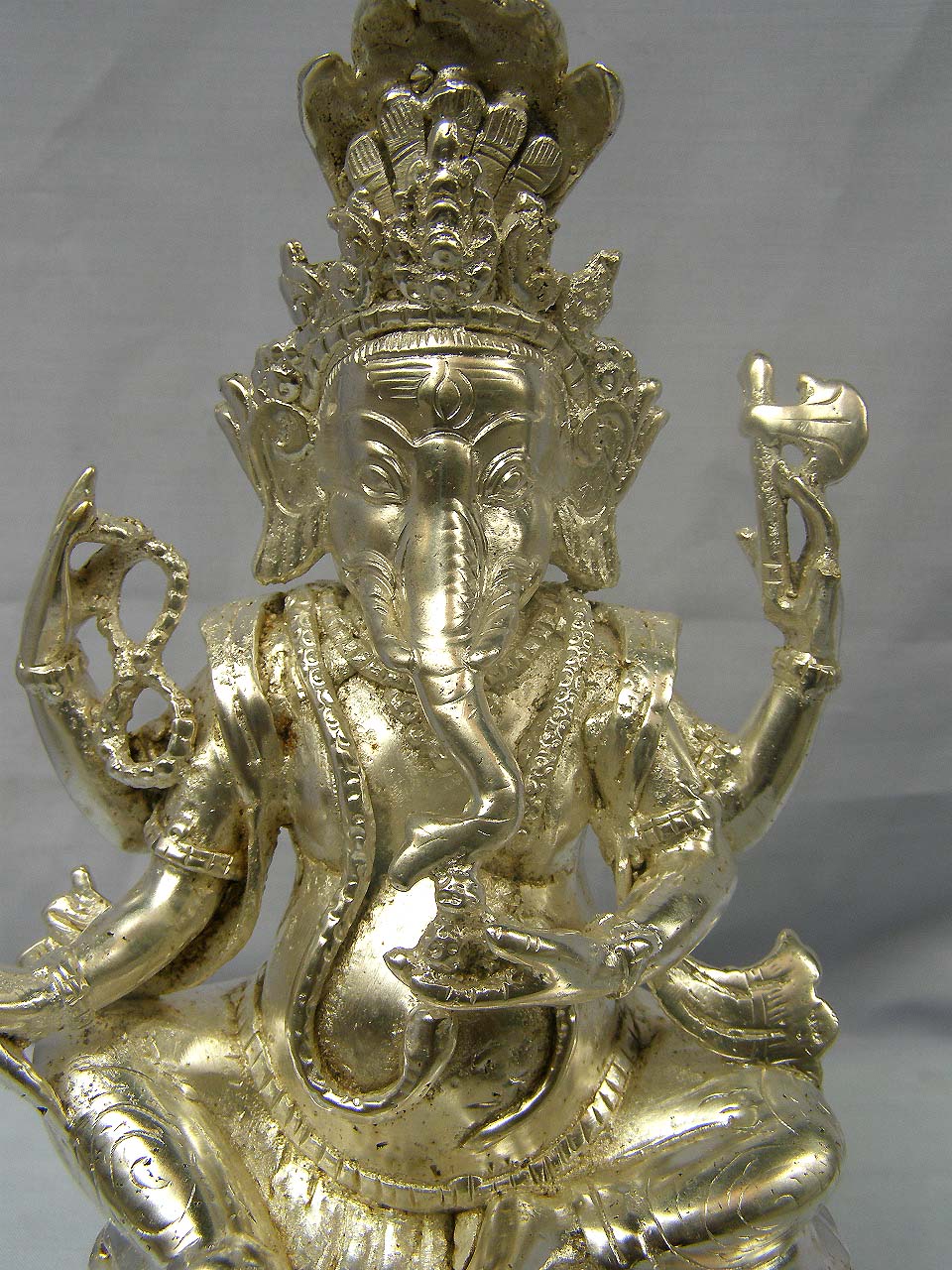 Ganesh Silver Plated Sukunda oil Lamp, old Post, remakable