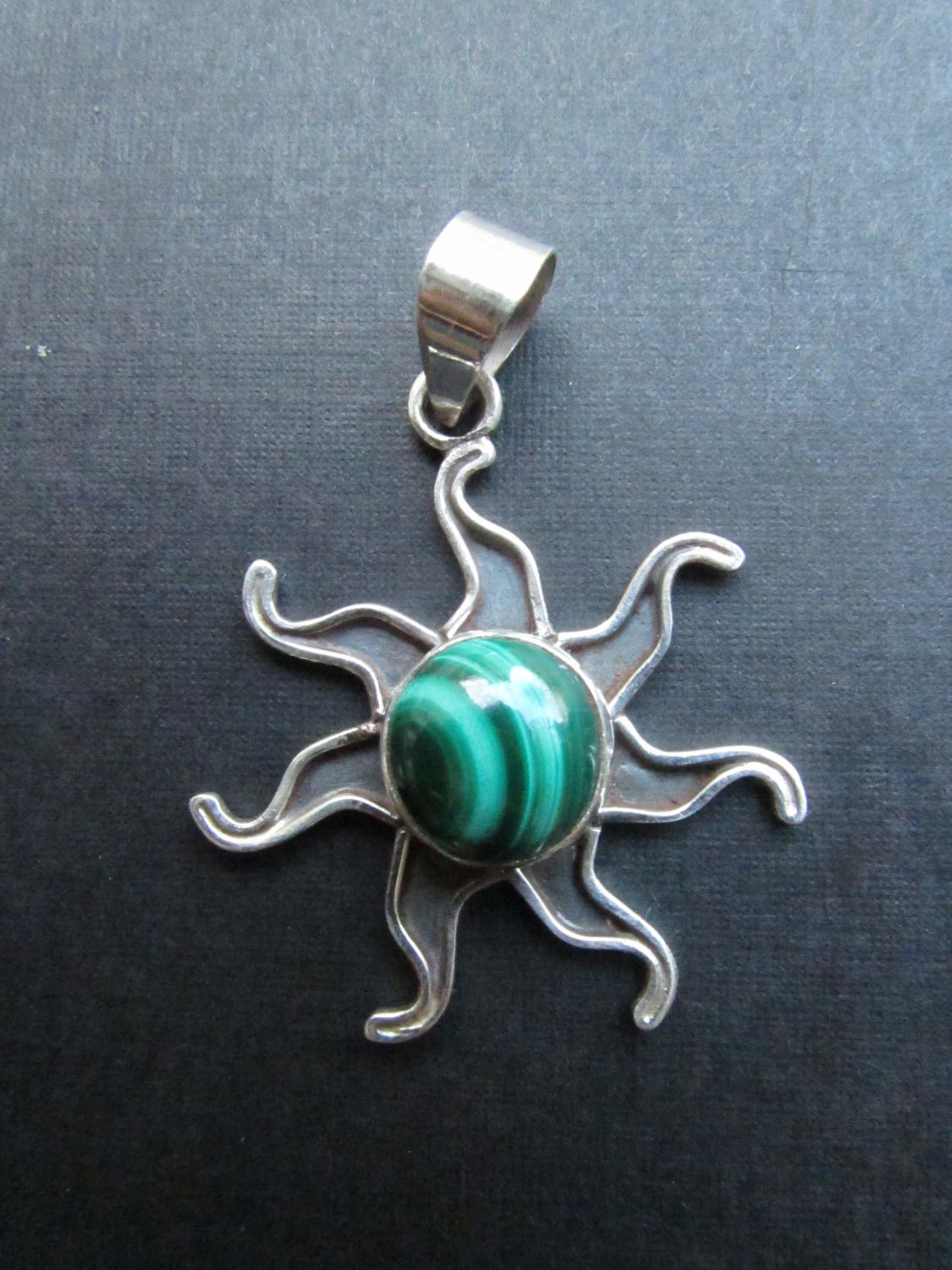 Malachite Sun Pendant, <span Style=