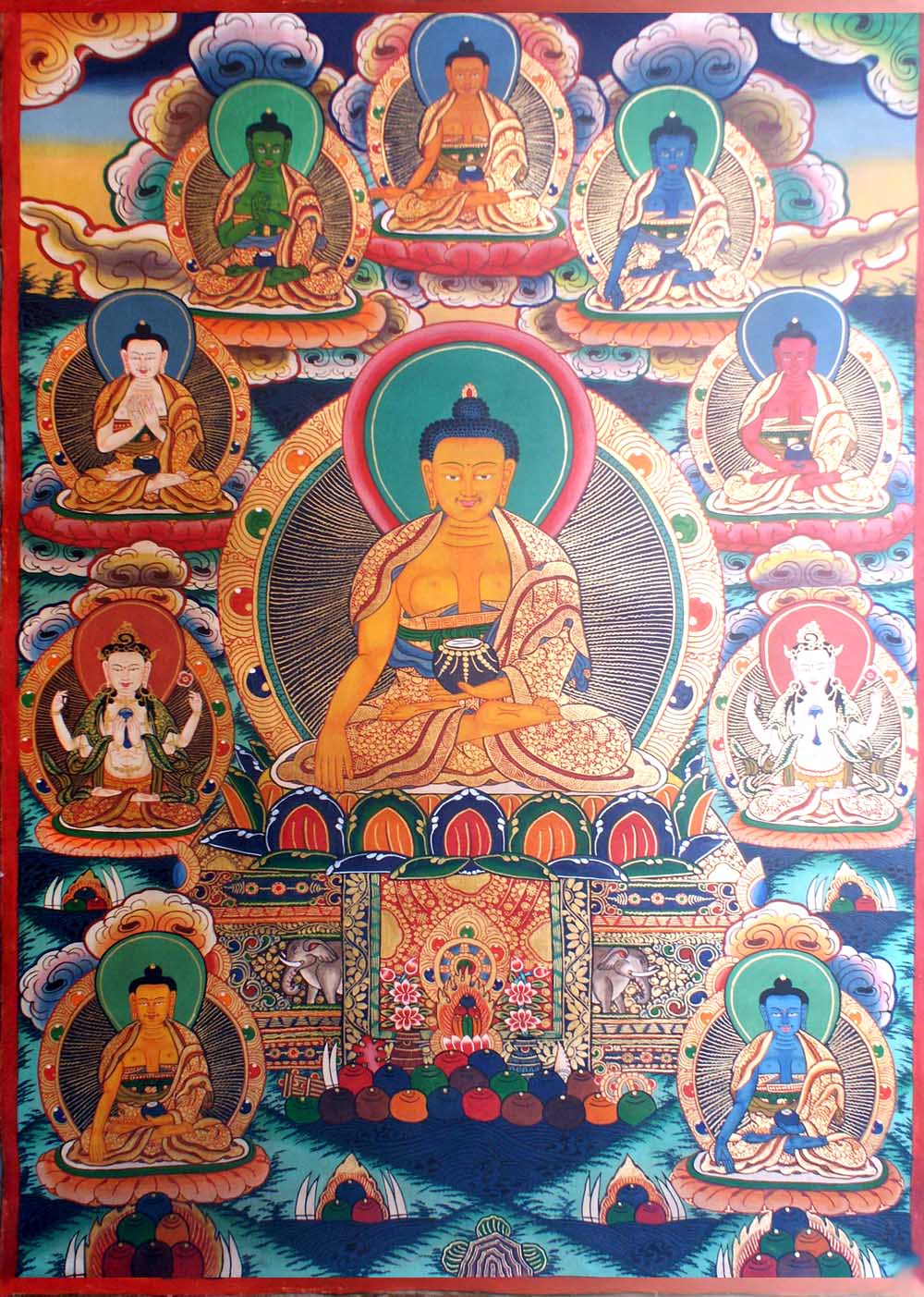 Shakyamuni Buddha Thangka In Traditional Color, <span Style=
