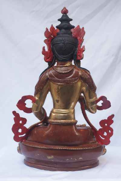 [best Price], Buddhist Handmade Statue Of Vajrasattva [partly Gold Plated], [painted Face], [extra Gold], For A Gift, Altars And Buddhist Ritual