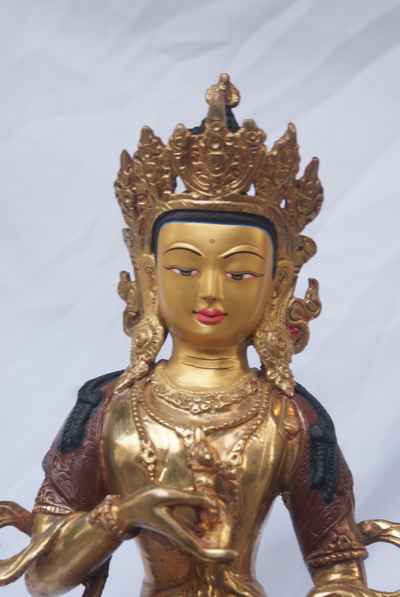 [best Price], Buddhist Handmade Statue Of Vajrasattva [partly Gold Plated], [painted Face], [extra Gold], For A Gift, Altars And Buddhist Ritual