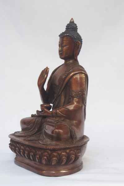 Amoghasiddhi Buddha Statue, [chocolate Oxidize], [old Post], [remakable]