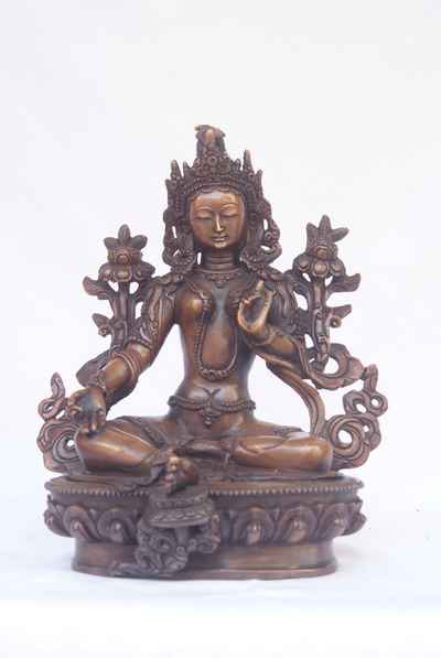 Green Tara Statue, [chocolate Oxidize], [old Post], [remakable]