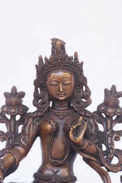 Green Tara Statue, [chocolate Oxidize], [old Post], [remakable]