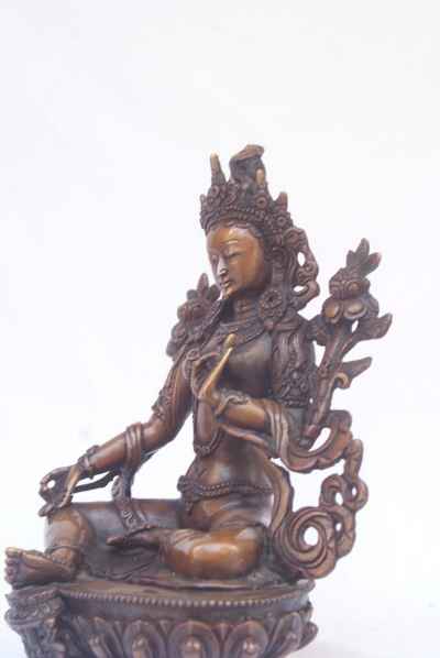 Green Tara Statue, [chocolate Oxidize], [old Post], [remakable]