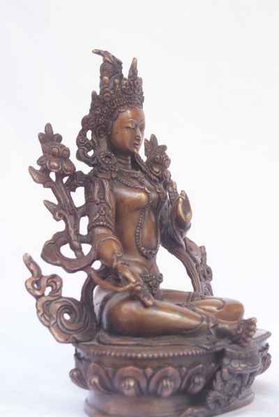 Green Tara Statue, [chocolate Oxidize], [old Post], [remakable]