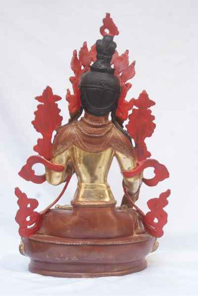 [best Price], White Tara Statue, [partly Gold Plated], [painted Face], For A Gift, Altars And Buddhist Ritual