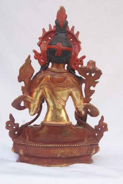 [best Price], White Tara Statue, [partly Gold Plated], [painted Face], For A Gift, Altars And Buddhist Ritual