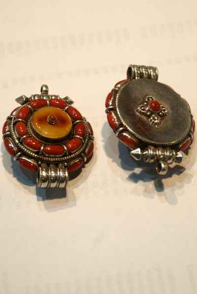 Old Tibetan Ghau With Amber And Coral