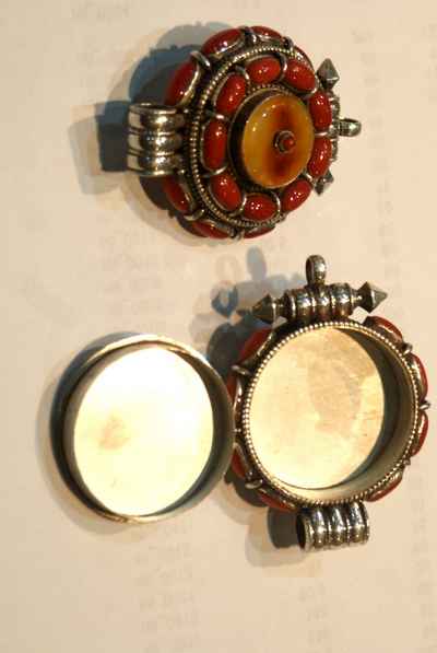 Old Tibetan Ghau With Amber And Coral