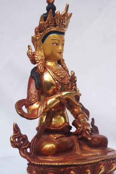 [best Price], Buddhist Handmade Statue Of Vajrasattva, [partly Gold Plated], [painted Face], For A Gift, Altars And Buddhist Ritual