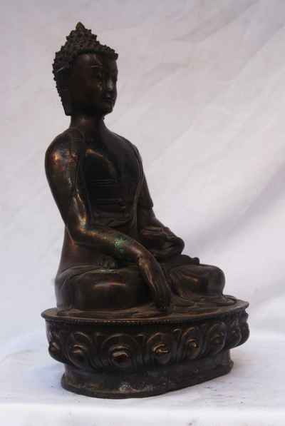 Shakyamuni Buddha Statue, [chocolate Oxidized], [old Post], [remakable]