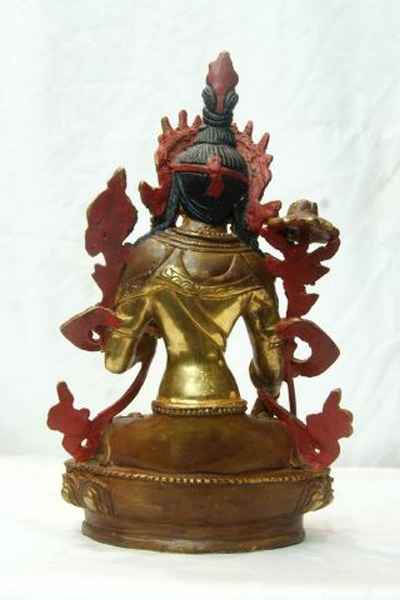 [best Price], White Tara Statue, [partly Gold Plated], [painted Face], For A Gift, Altars And Buddhist Ritual