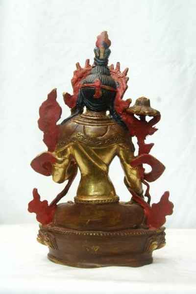 [best Price], White Tara Statue, [partly Gold Plated], [painted Face], For A Gift, Altars And Buddhist Ritual