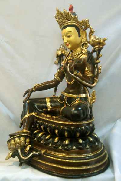 Green Tara, [partly Gold Plated], [painted Face], [sold]